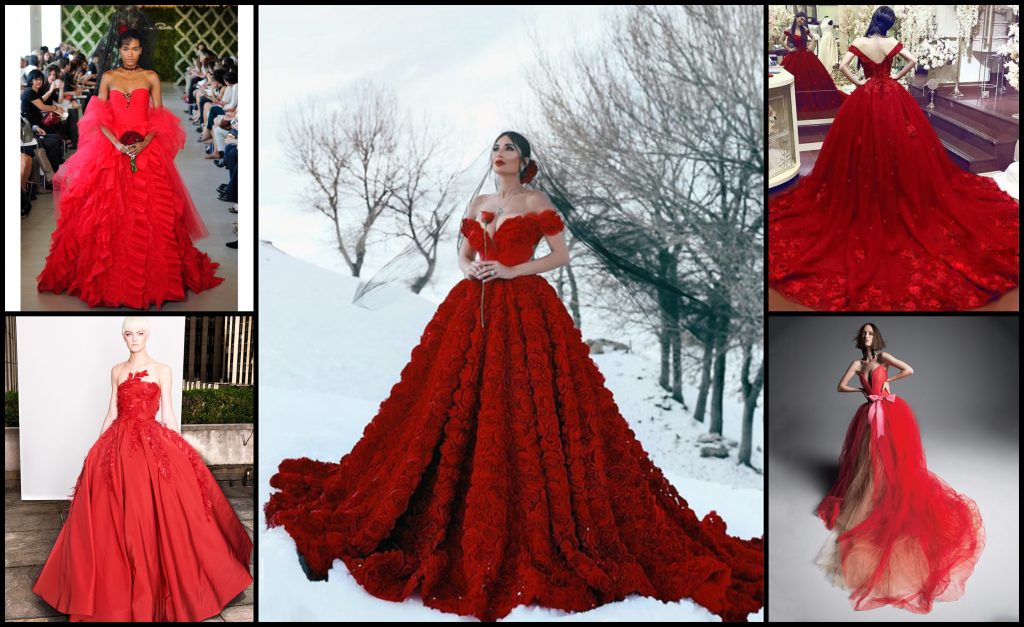 أجمل فساتين زفاف حمراء مذهلة لعاشقات اللون الأحمر