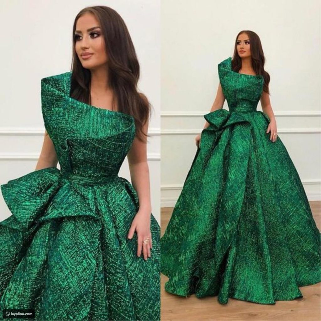 فساتين خطوبة باللون الأخضر من وحي نجمات الخليج