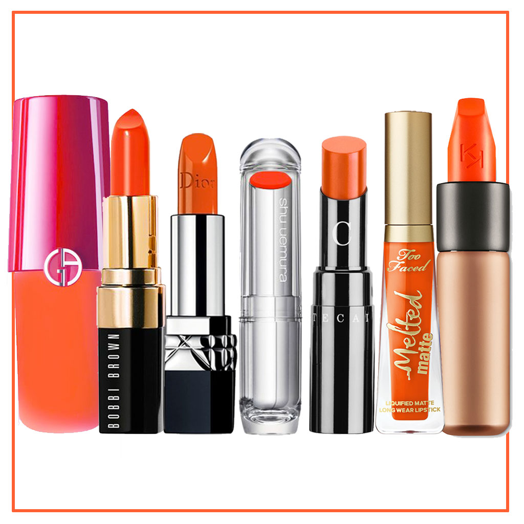 أحمر شفاه باللون البرتقالي موضة خريف 2021