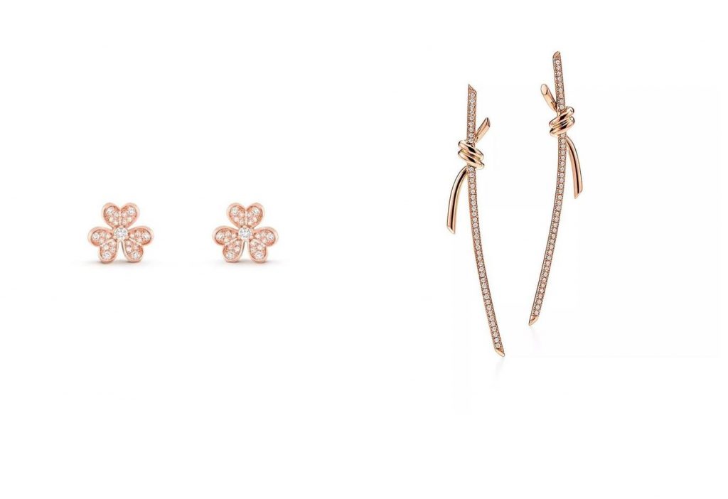 بالصور: موديلات فخمة من الأقراط بالذهب الوردي المرصع بالألماس