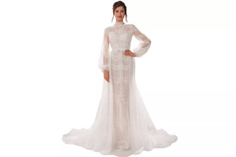 أفضل 3 فساتين زفاف برقبة