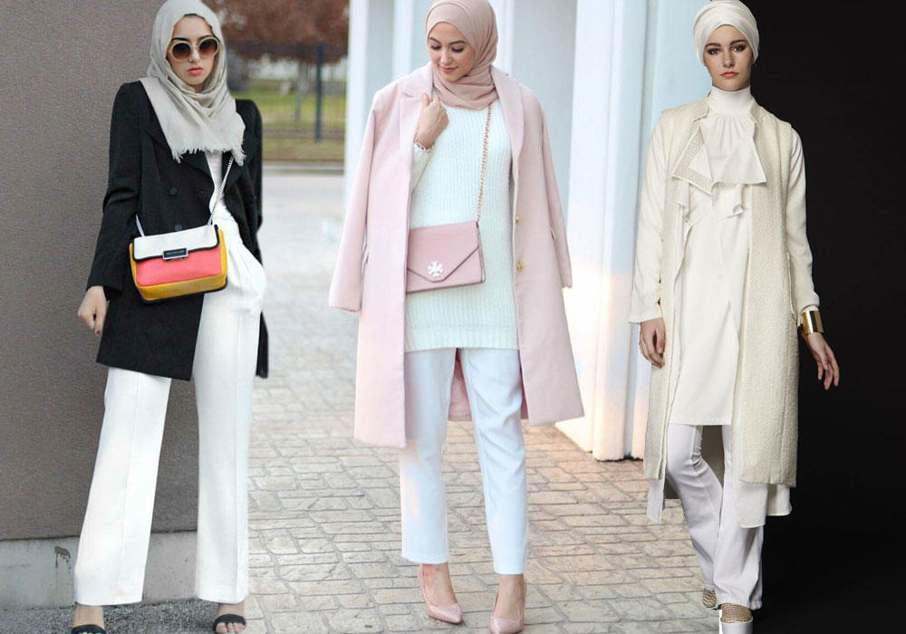 كيفية تنسيق البنطلون الجينز الأبيض للمحجبات